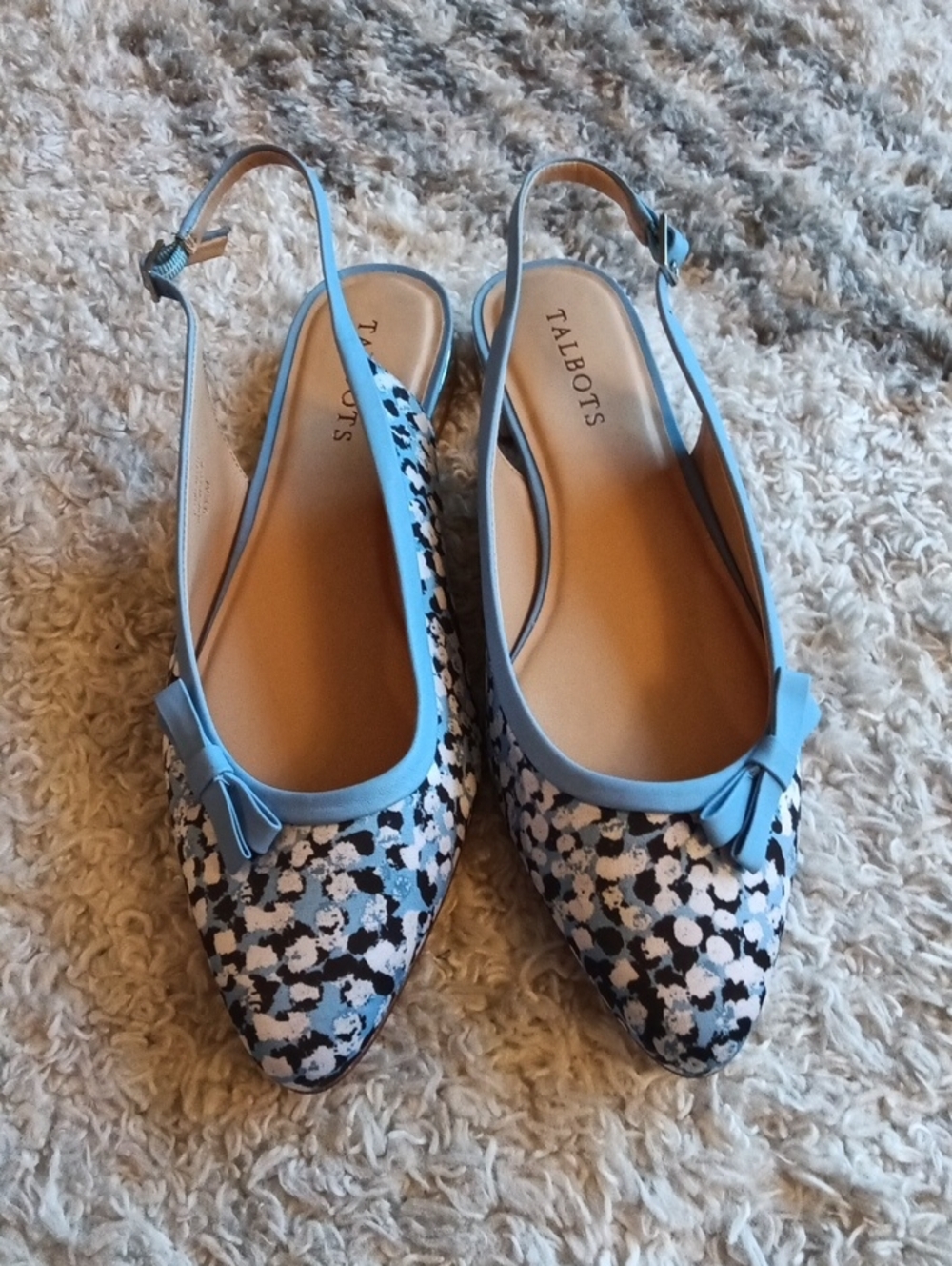 Talbots Light Blue Floral Slingback Flats - Picture 11 of 12